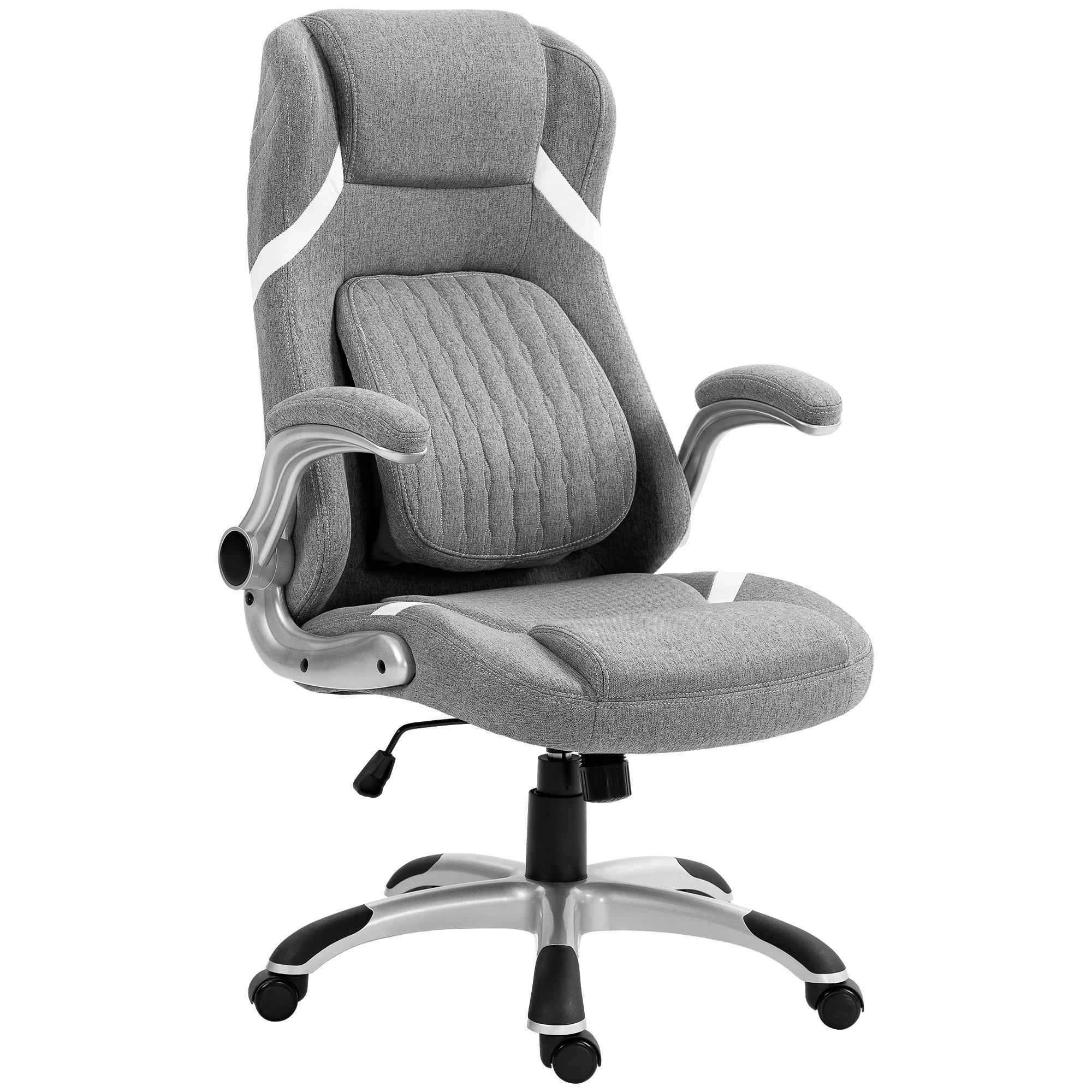Vinsetto Linen-Look Fabric High Back Computer Desk Chair - Grey