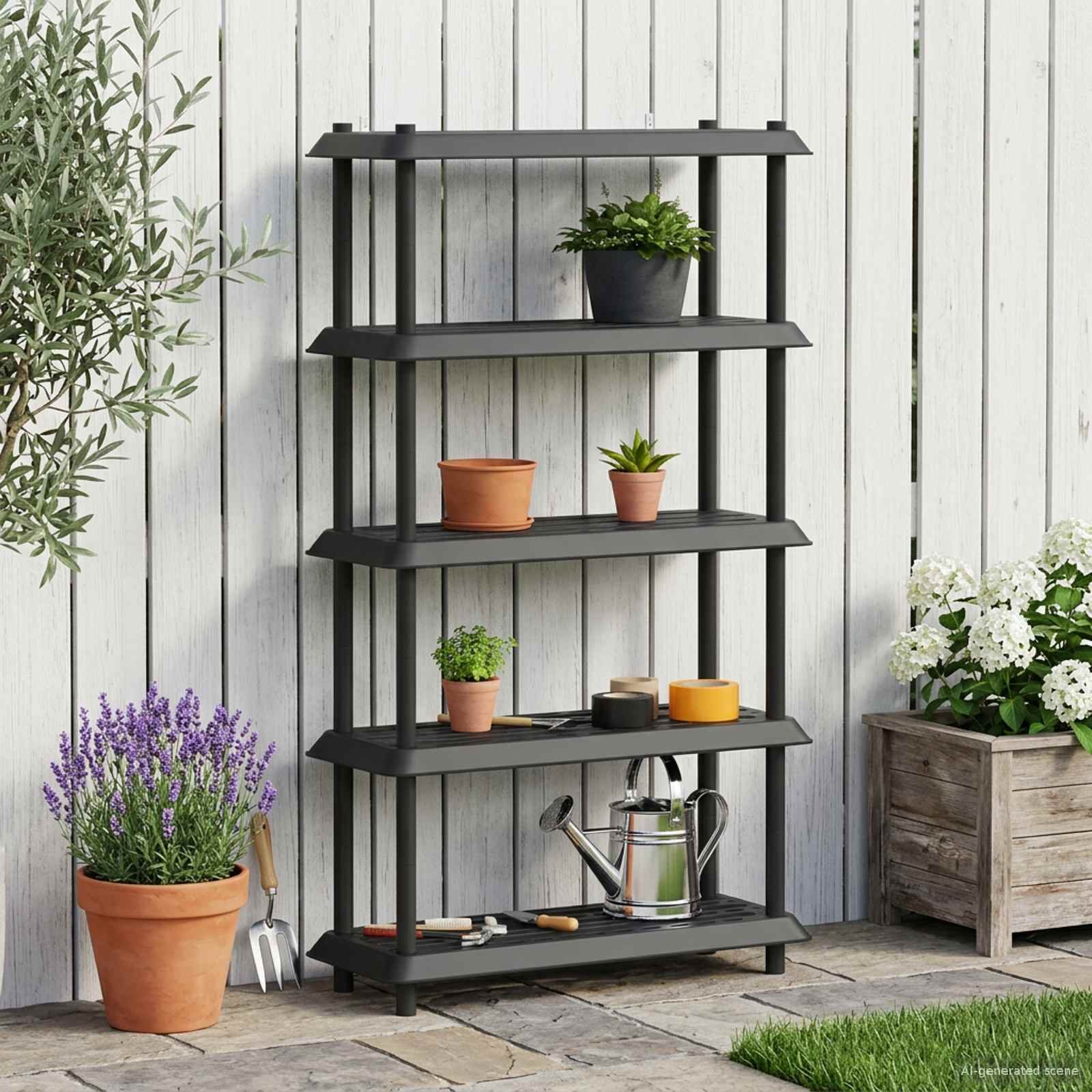 Walplus 5 Tier Shelving Unit - Anthracite - 100 x 40 x 177 cm