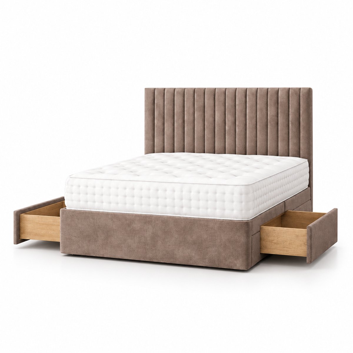 Comfy Deluxe 4ft6 Double    2 Drawer Suede  Divan Bed Set -  Beige