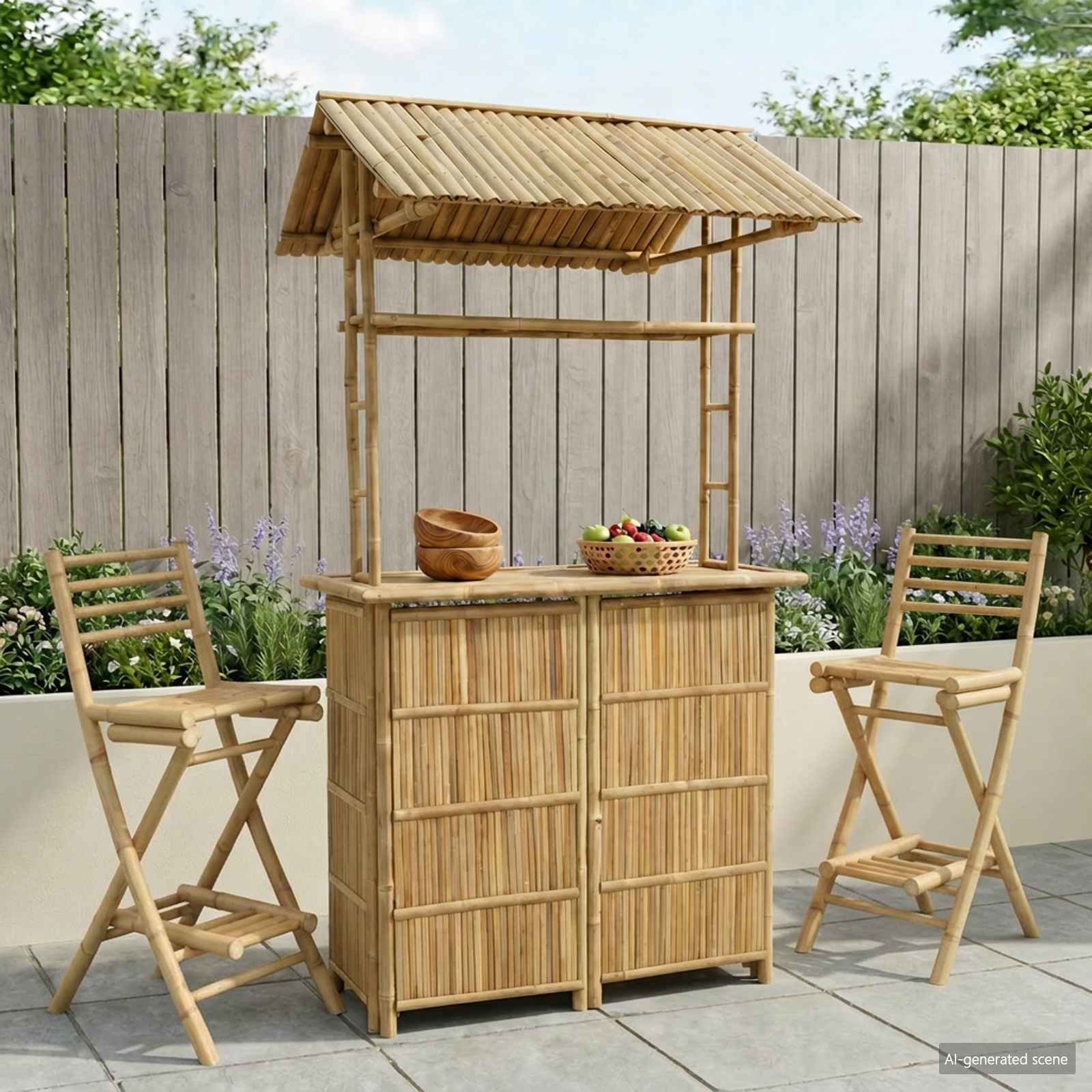 Walplus Bamboo Table - Natural - 115 x 95 x 214 cm