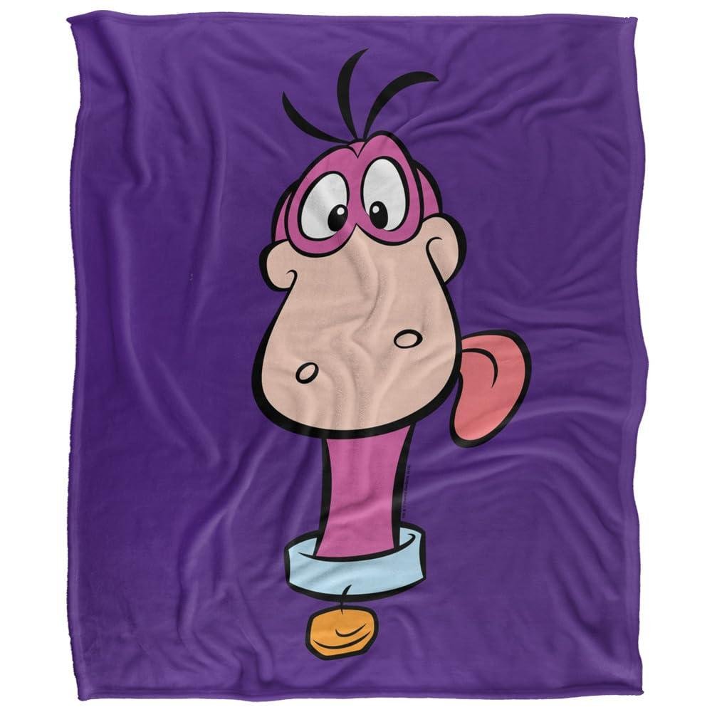 The Flintstones Dino Headshot Soft Touch Purple Blanket - 147cm x 91cm