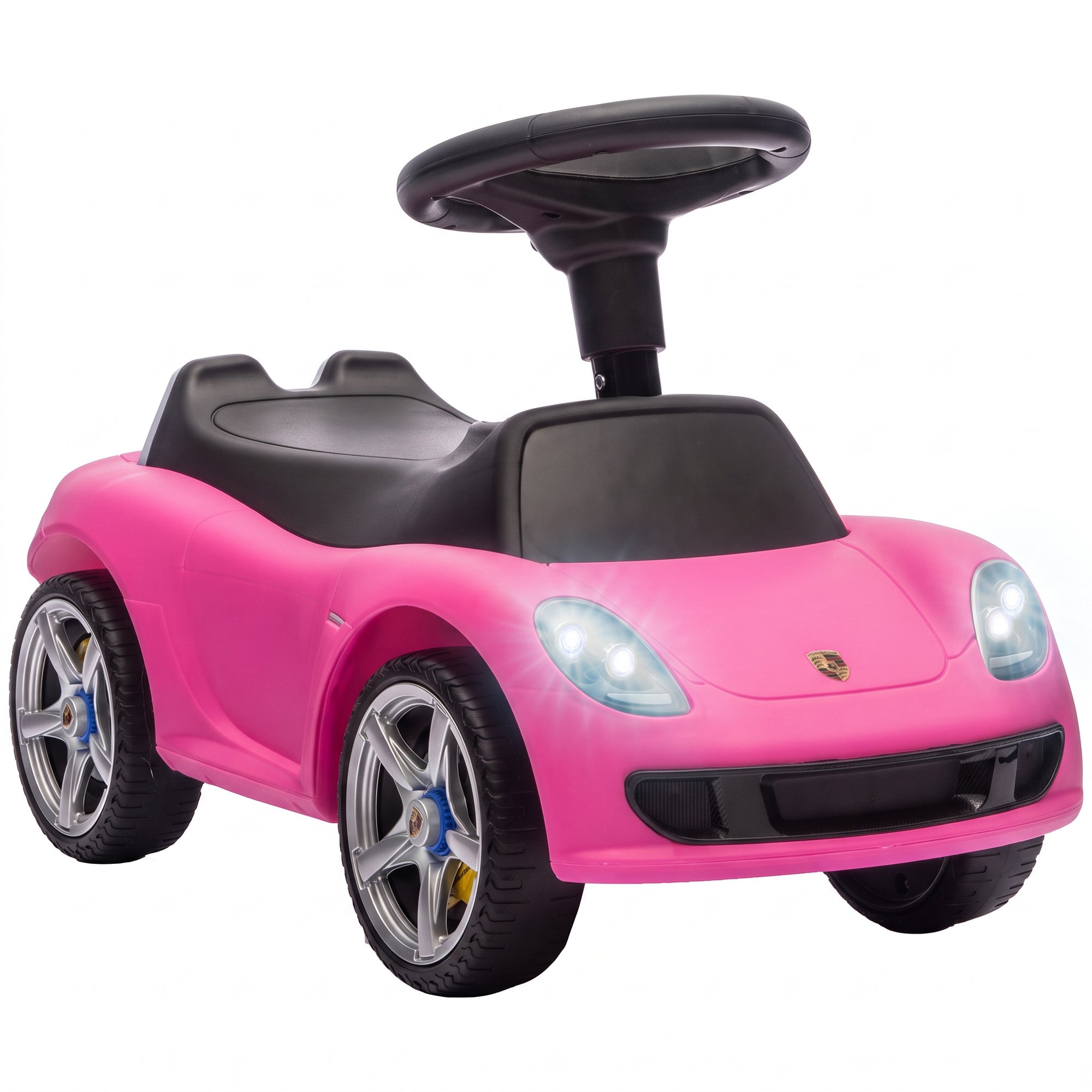 AIYAPLAY Porsche Licensed 18 to 36 Months Headlights Ride On Car – Pink