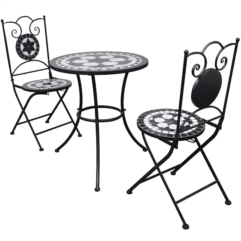 Walplus Iron Outdoor Furniture Set - Black - 60 x 70 cm