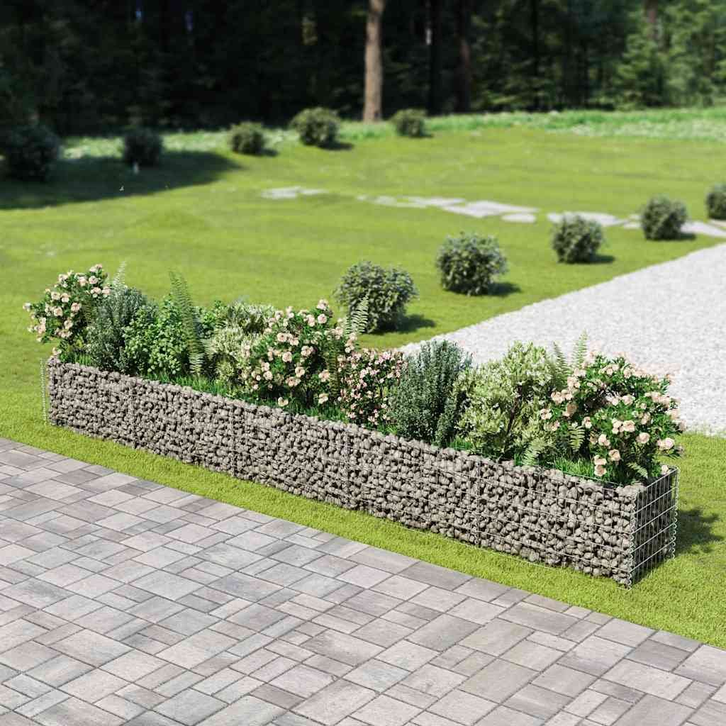 Walplus Galvanised Steel Gabion Raised Bed - Silver - 450 x 50 x 50 cm