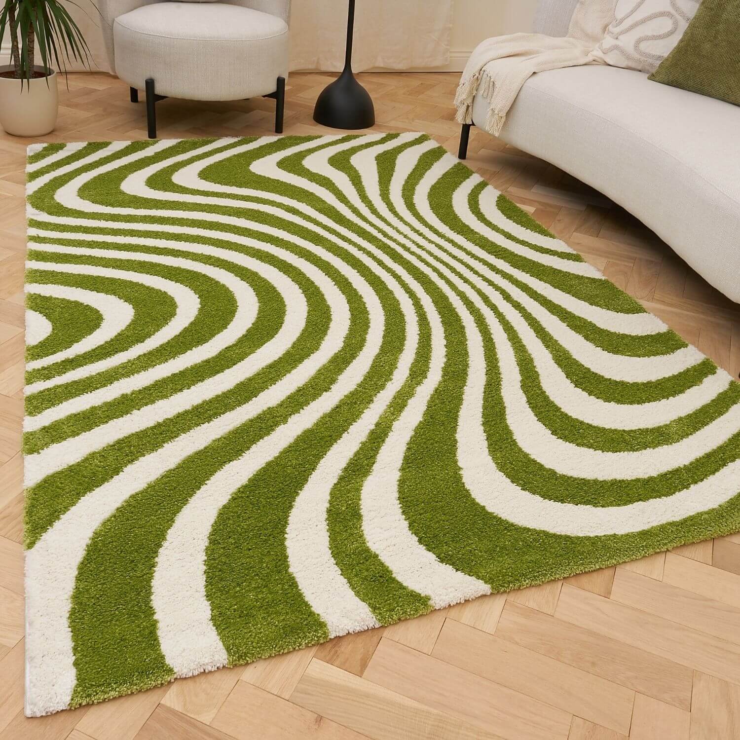 The Rugs Green and White Joli Striped Rug - 80 x 150cm