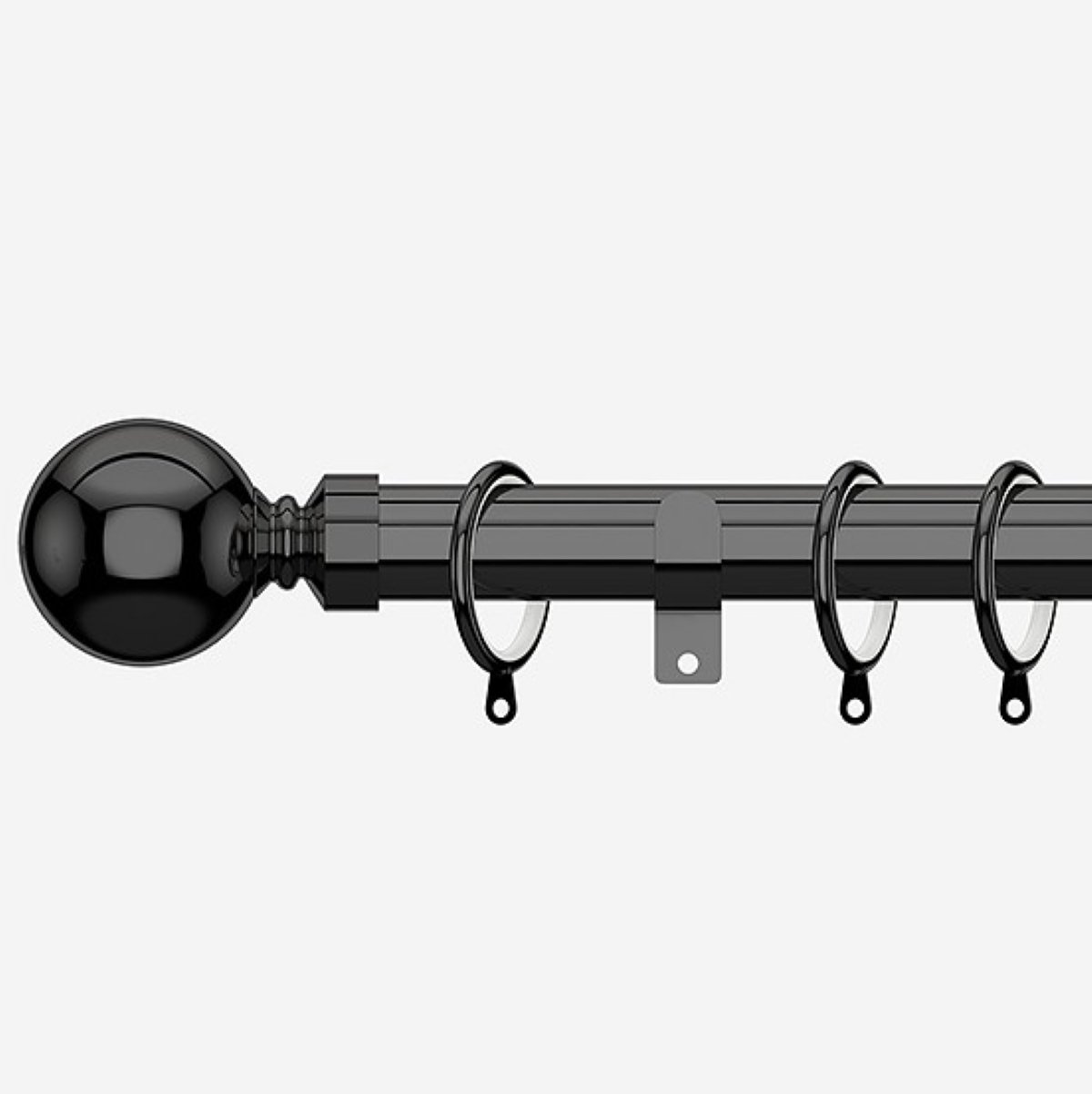 New Edge Blinds Black Nickel 28mm Ball Fixed Metal Curtain Pole - 430cm