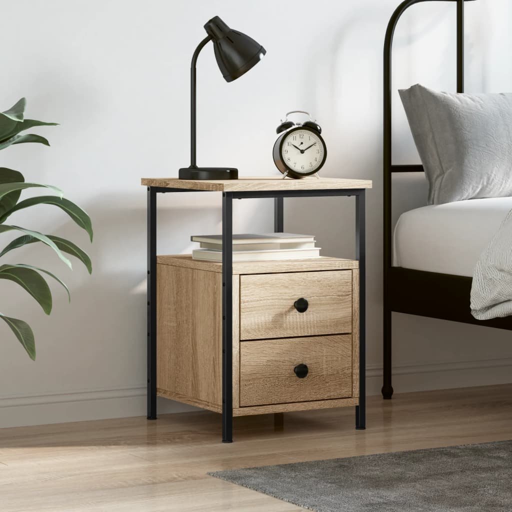 Walplus Engineered Wood Bedside Cabinet - Light Oak - 34 x 35.5 x 50 cm