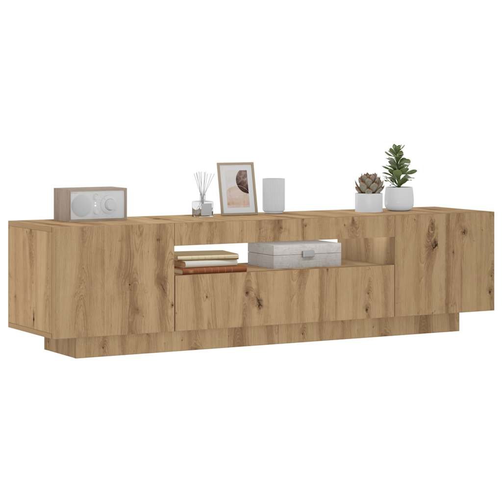 Walplus LED 1 Compartment TV Cabinet - Oak - 160 x 35 x 40 cm