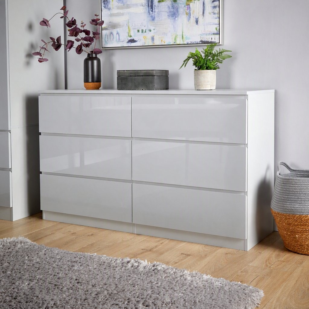 Home Source Lugano 6 Drawer Chest - Grey