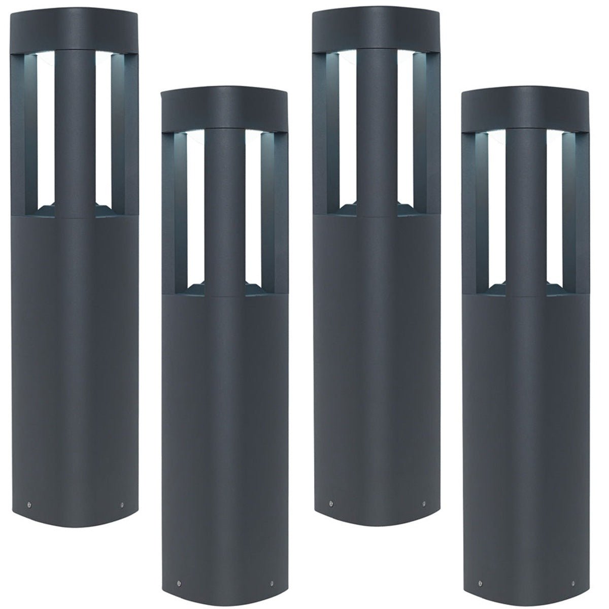 Loops Direct Pack of 4 Tribeca Aluminium LED Outdoor Post Bollard - Grey