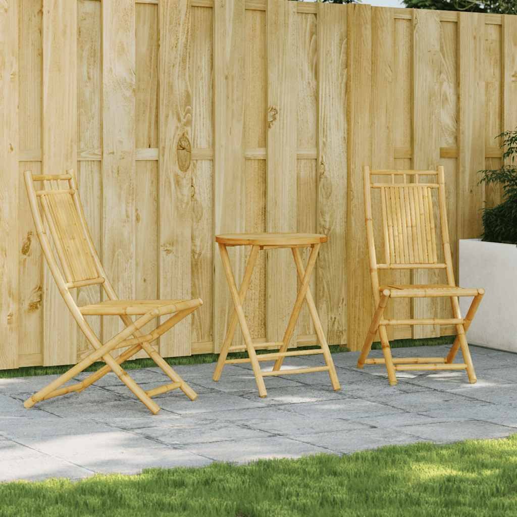 Walplus Bamboo Folding Bistro Set - Natural - 55 x 75 cm