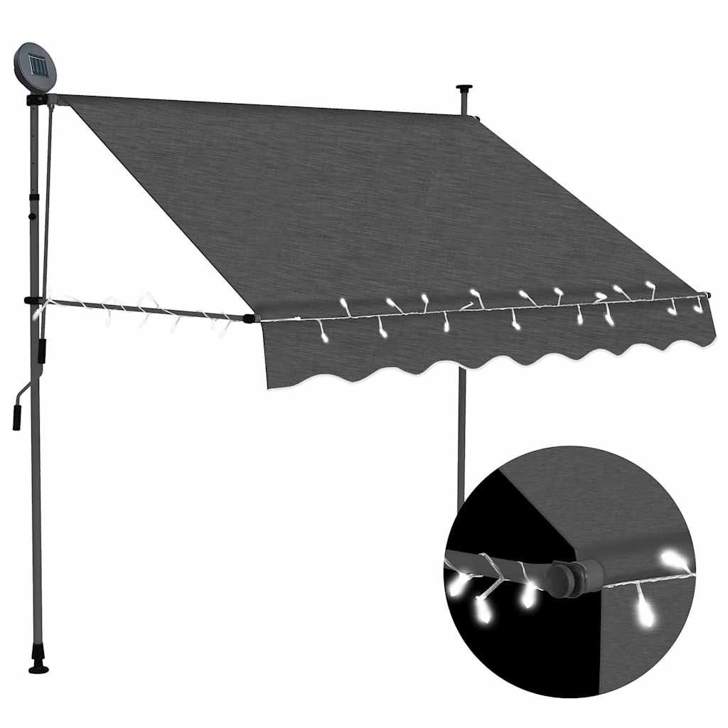 Walplus Electric Polyester Retractable Awning - Anthracite - 150 x 120 cm