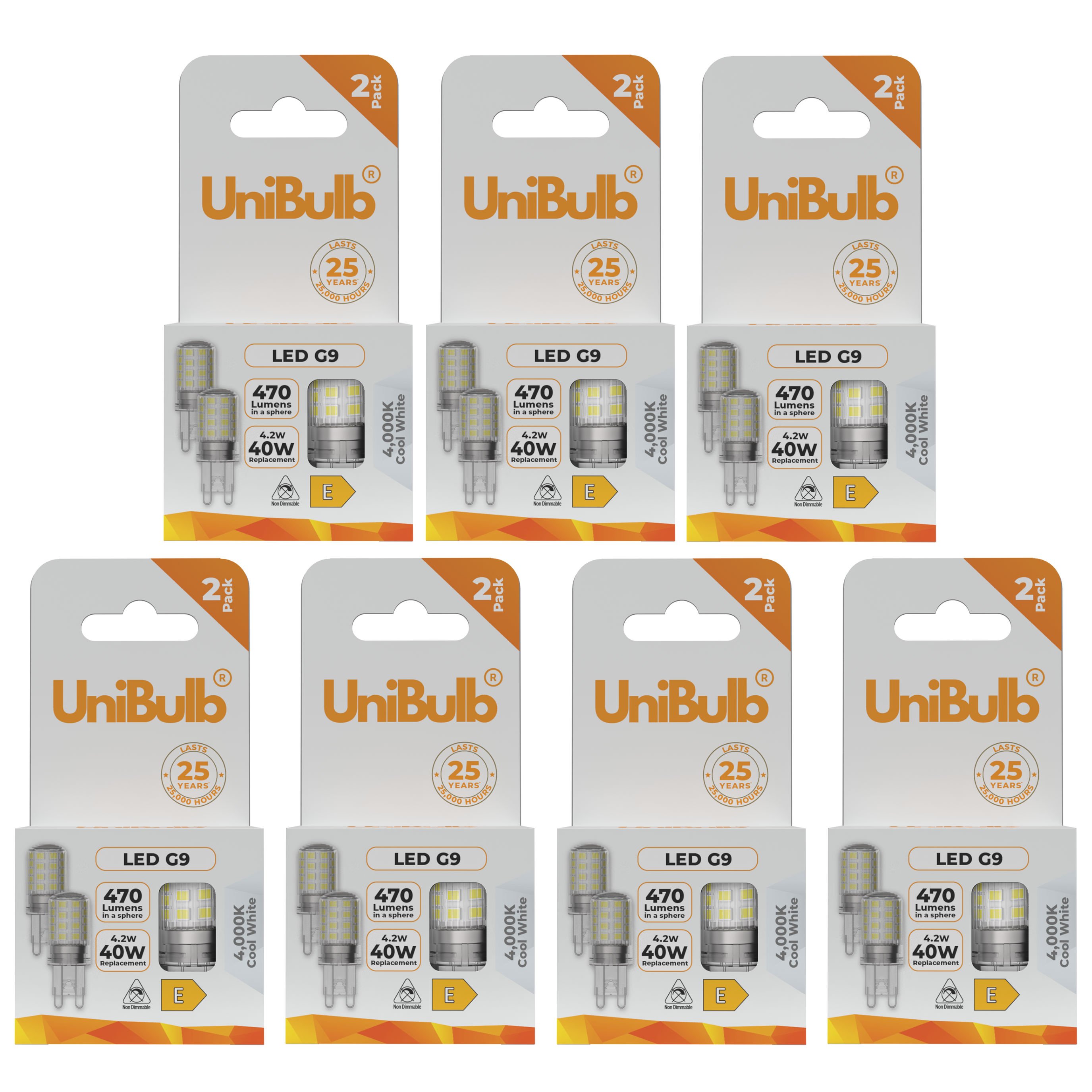 UniBulb 4.2W LED Cool White Capsule G9 Light Bulb - Pack of 14