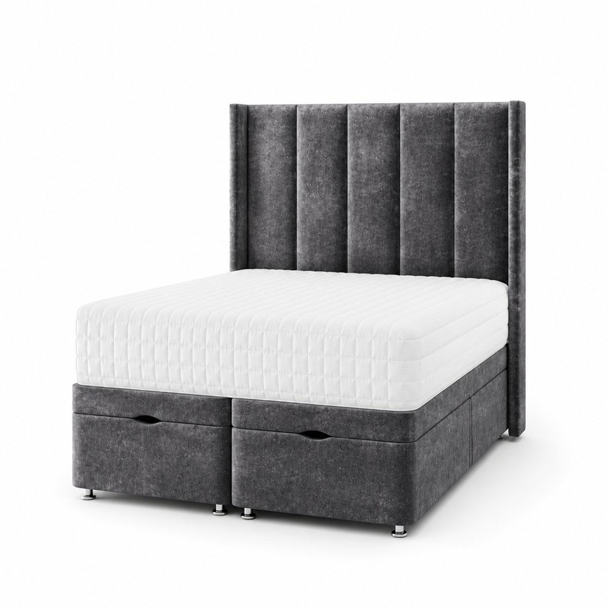 Comfy Deluxe  Margo   6ft Super King  End Lift Ottoman Bed Set - Charcoal