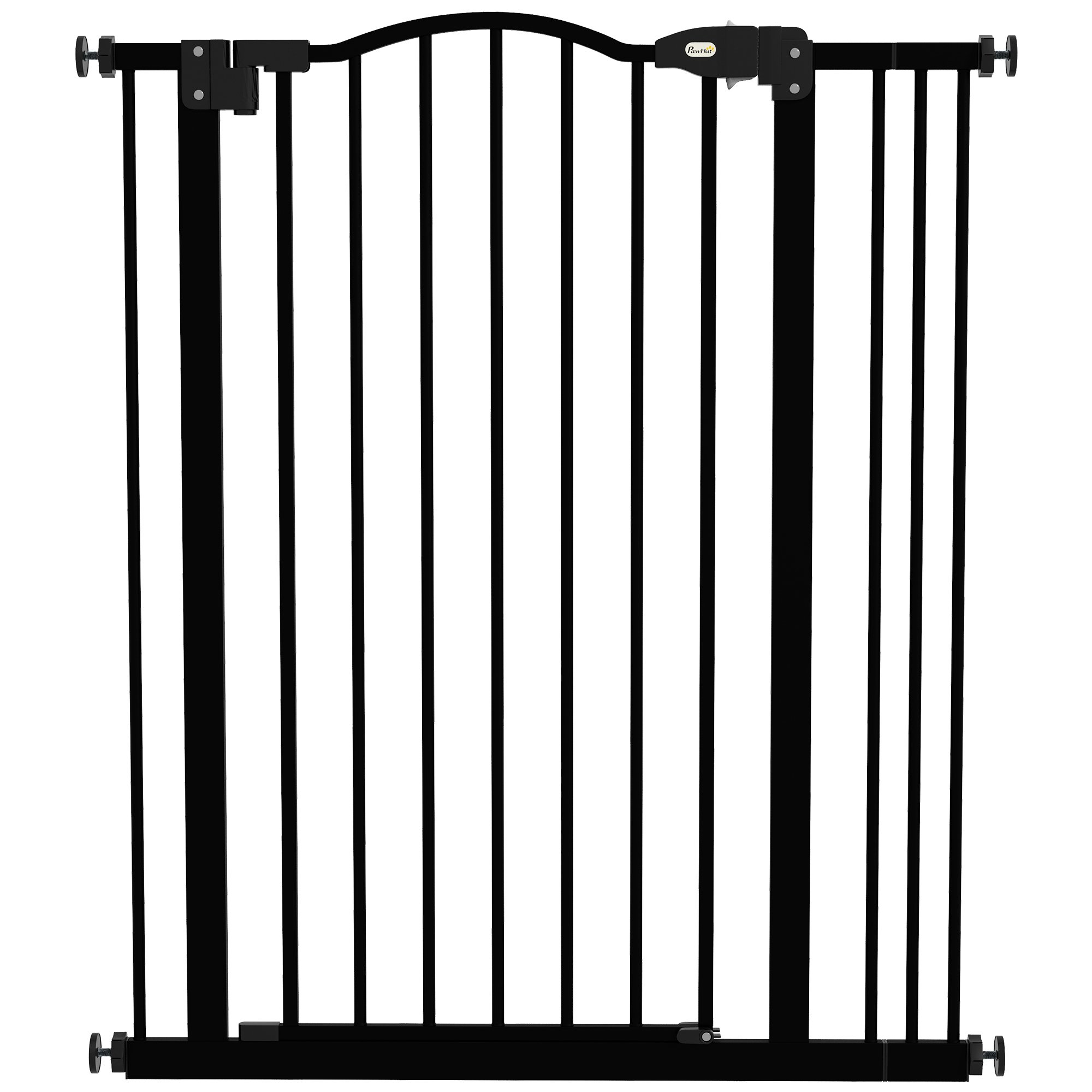 PawHut Pressure Fit Auto Close Dog Stair Gate - 74-87cm x 94cm - Black