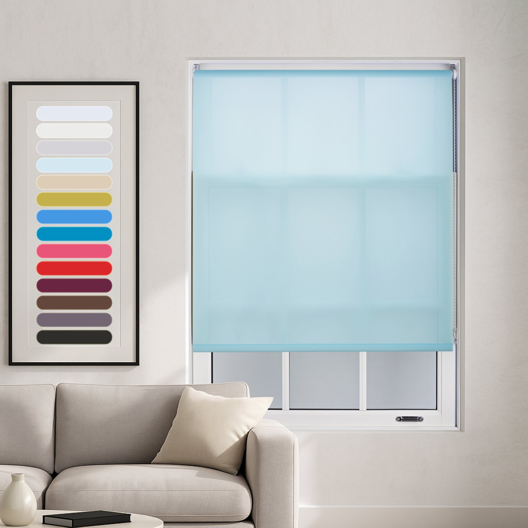 Furnished Duck Egg Daylight Roller Blind - 60 x 165cm
