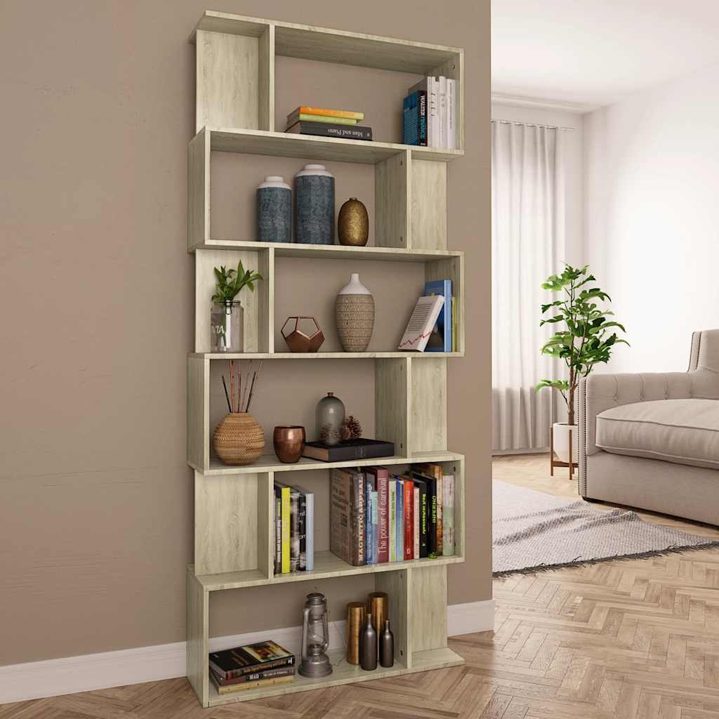 Walplus Engineered Wood Book Cabinet - Light Oak - 80 x 24 x 192 cm