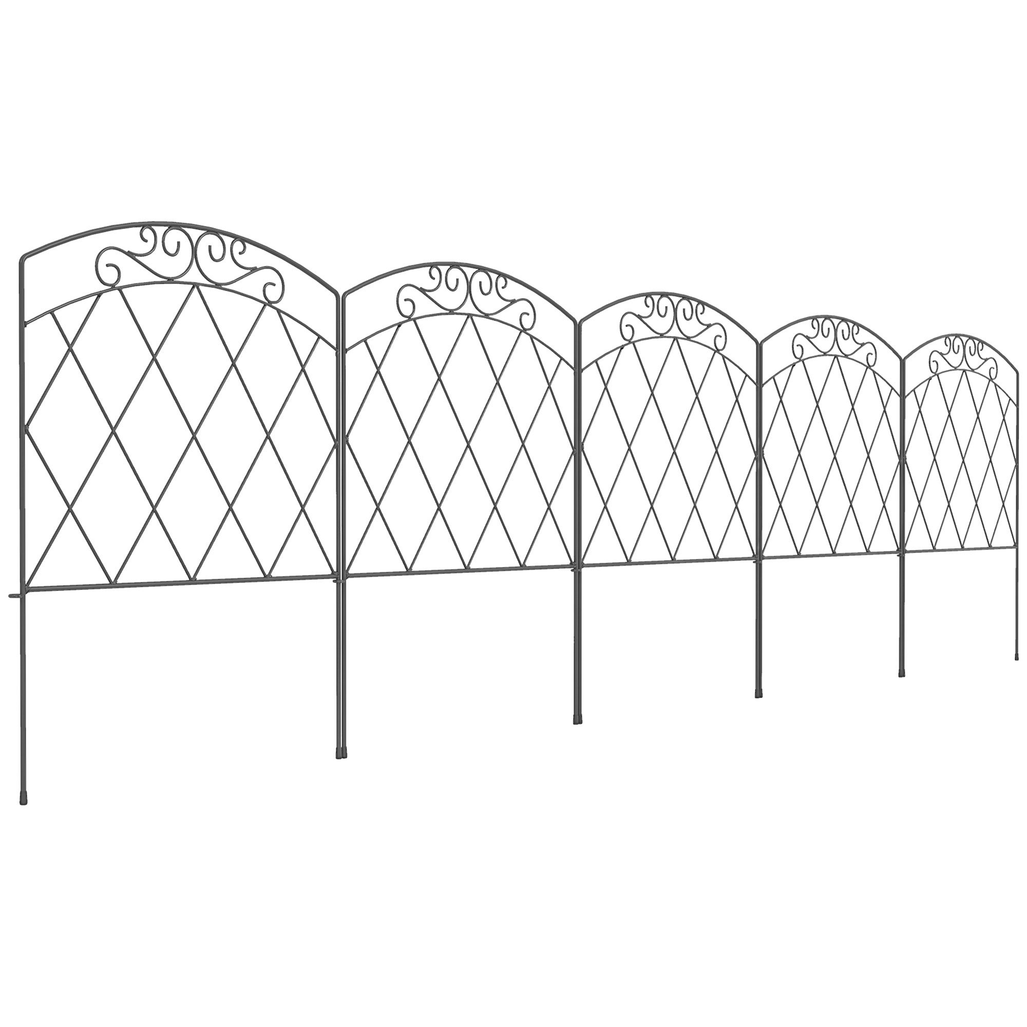 Outsunny 5PCS Metal Decoration Garden Fence - Black