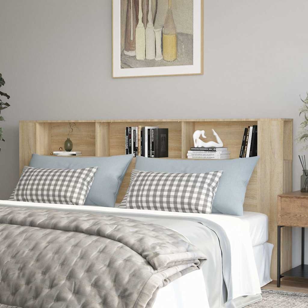 Walplus Engineered Wood Headboard Cabinet - Light Oak - 220 x 18.5 x 104.5 cm