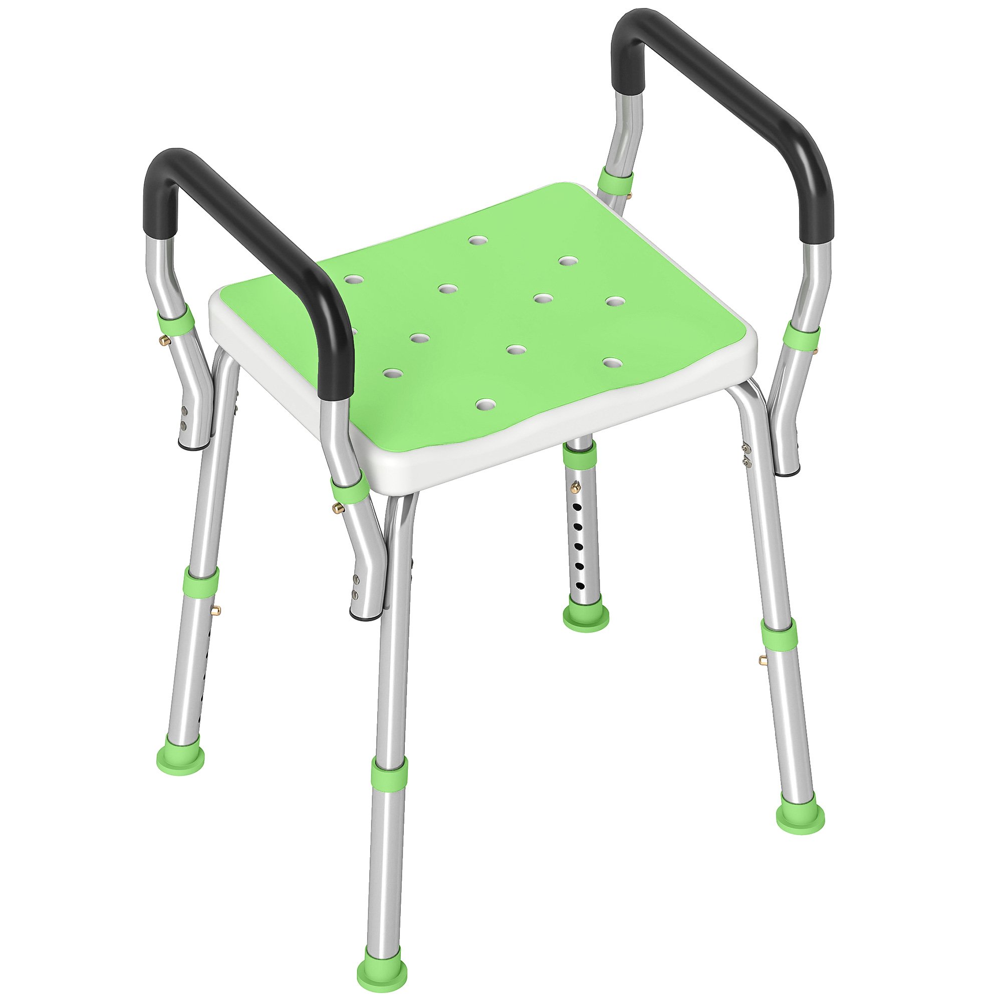HOMCOM Non-Slip Shower Stool with Adjustable Height and EVA Cushion -