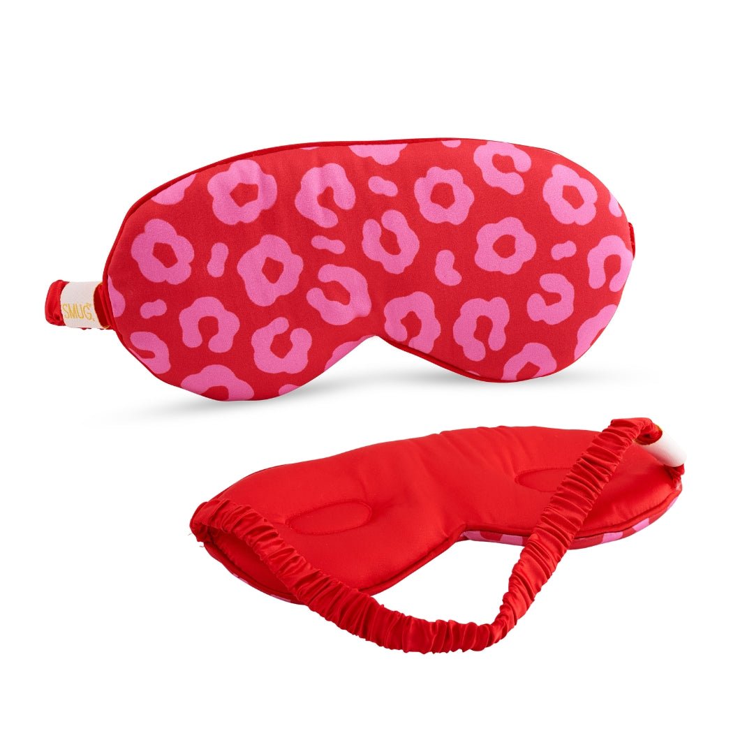SMUG Cloud Padded Satin Sleep Mask - Red Leopard Print