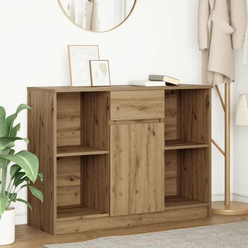 Walplus 1 Drawer Engineered Wood Sideboard - Artisan Oak - 101 x 35 x 76 cm
