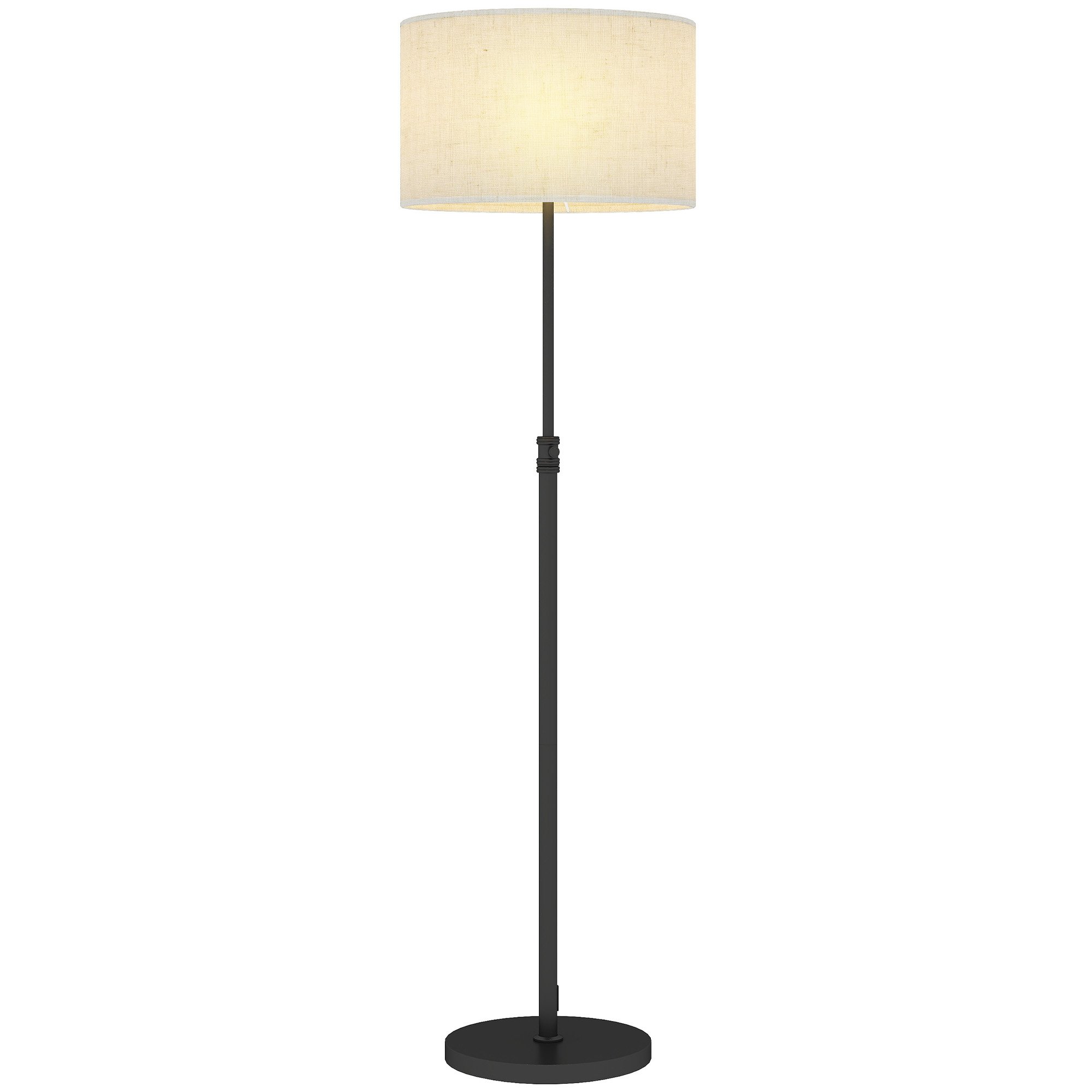 HOMCOM 40cm Linen shade Floor Lamp with Remote and Height Adjustable - Black