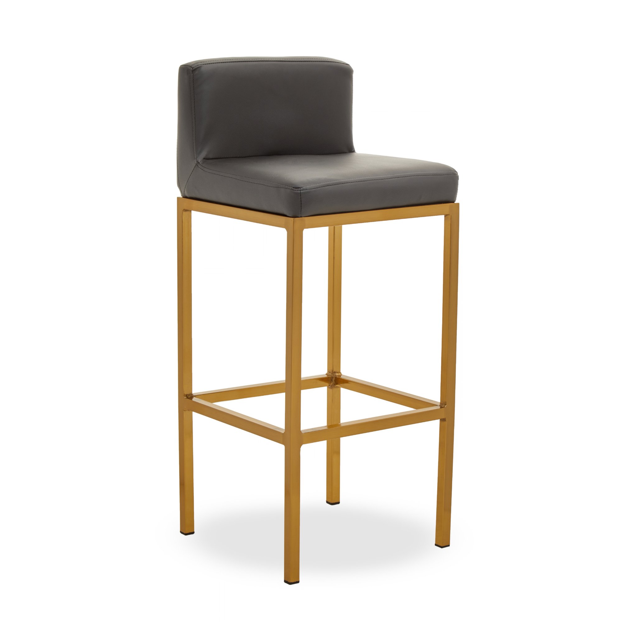 Orsina Baina Faux Leather Bar Chair – Dark Grey and Gold