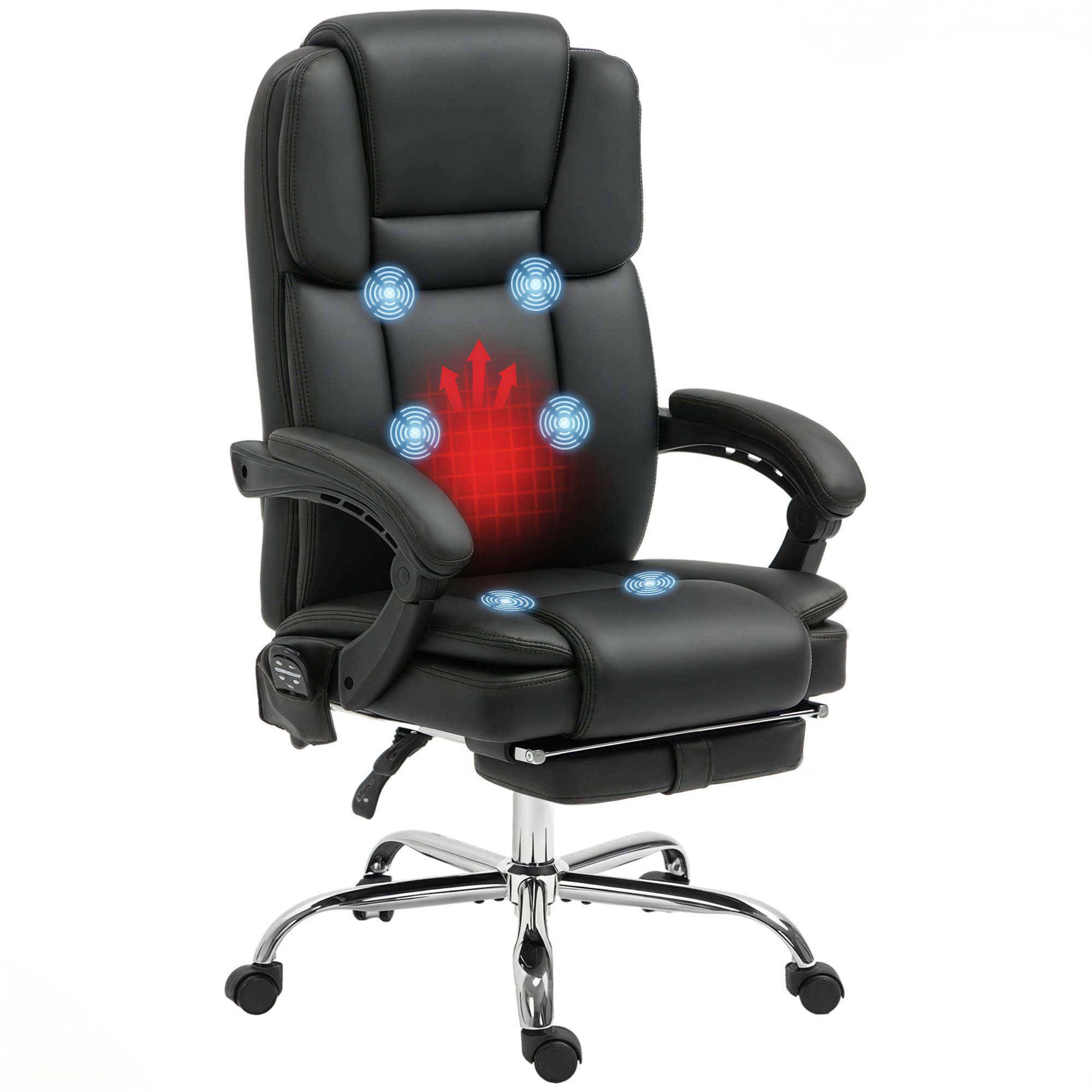 Vinsetto 6 point Vibration Massage and Heat Office Chair - Black