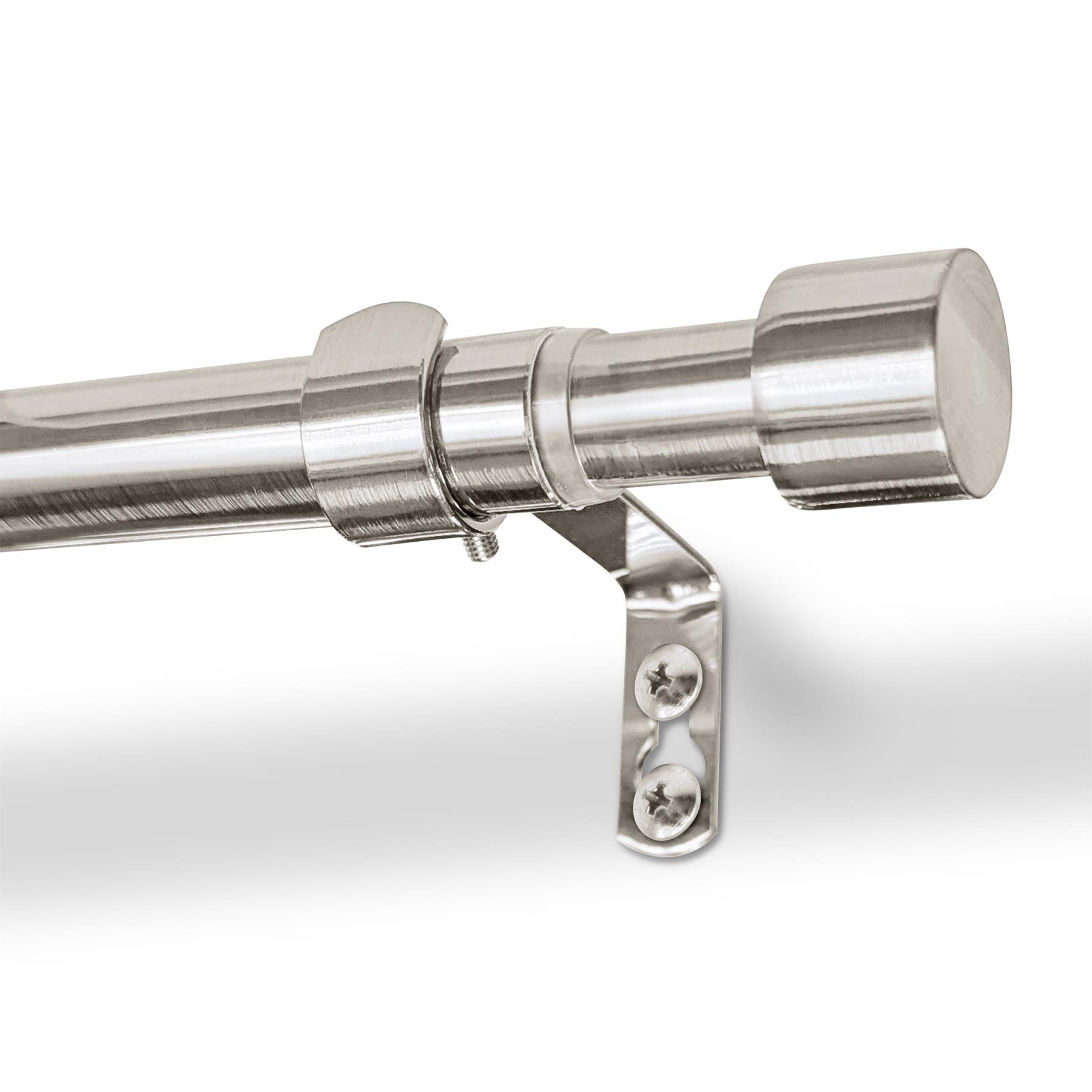 Harbour Housewares Metal Curtain Pole Kit - Brushed Nickel - 83 to 120cm