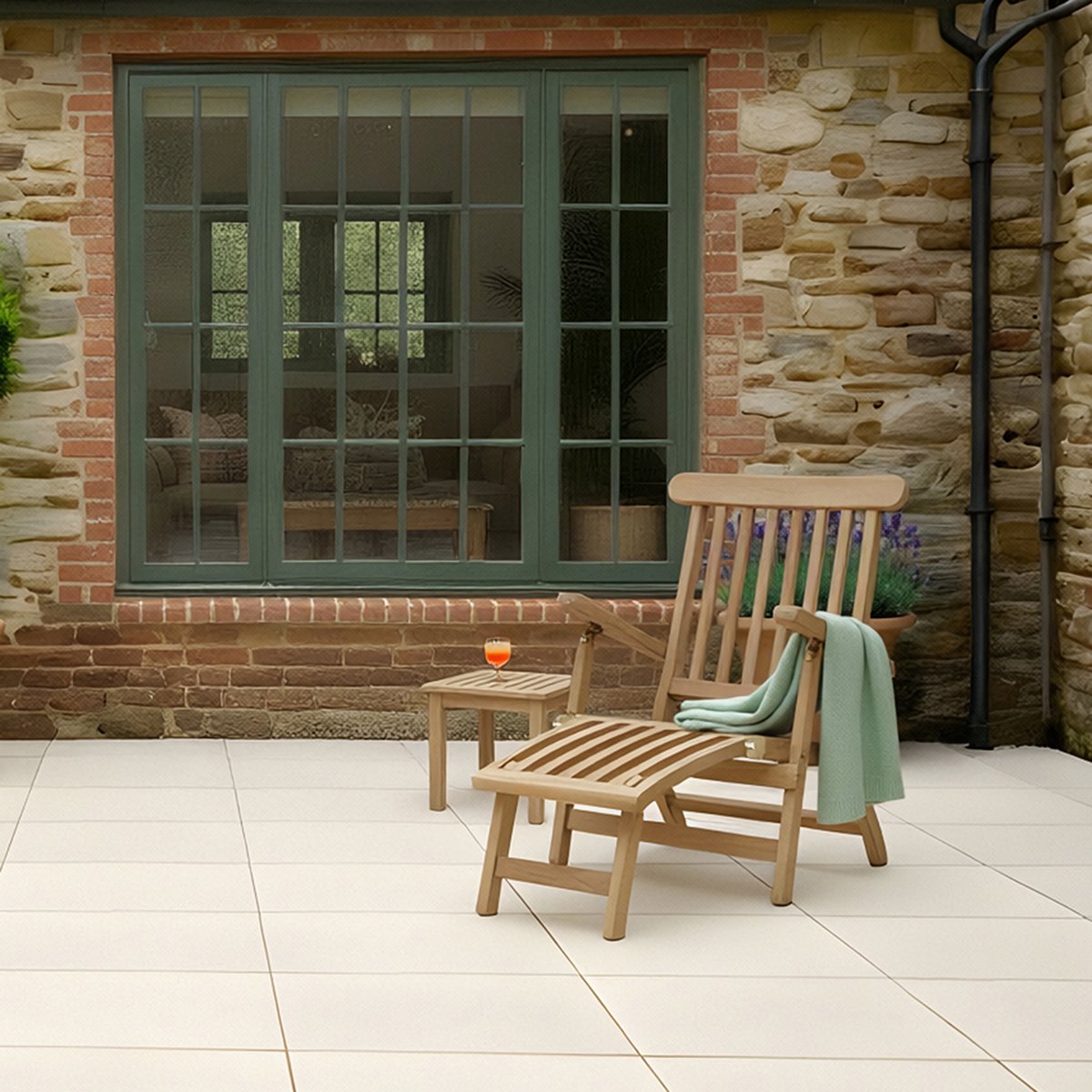 Charles Bentley Teak Steamer Chair Garden Lounger - Brown