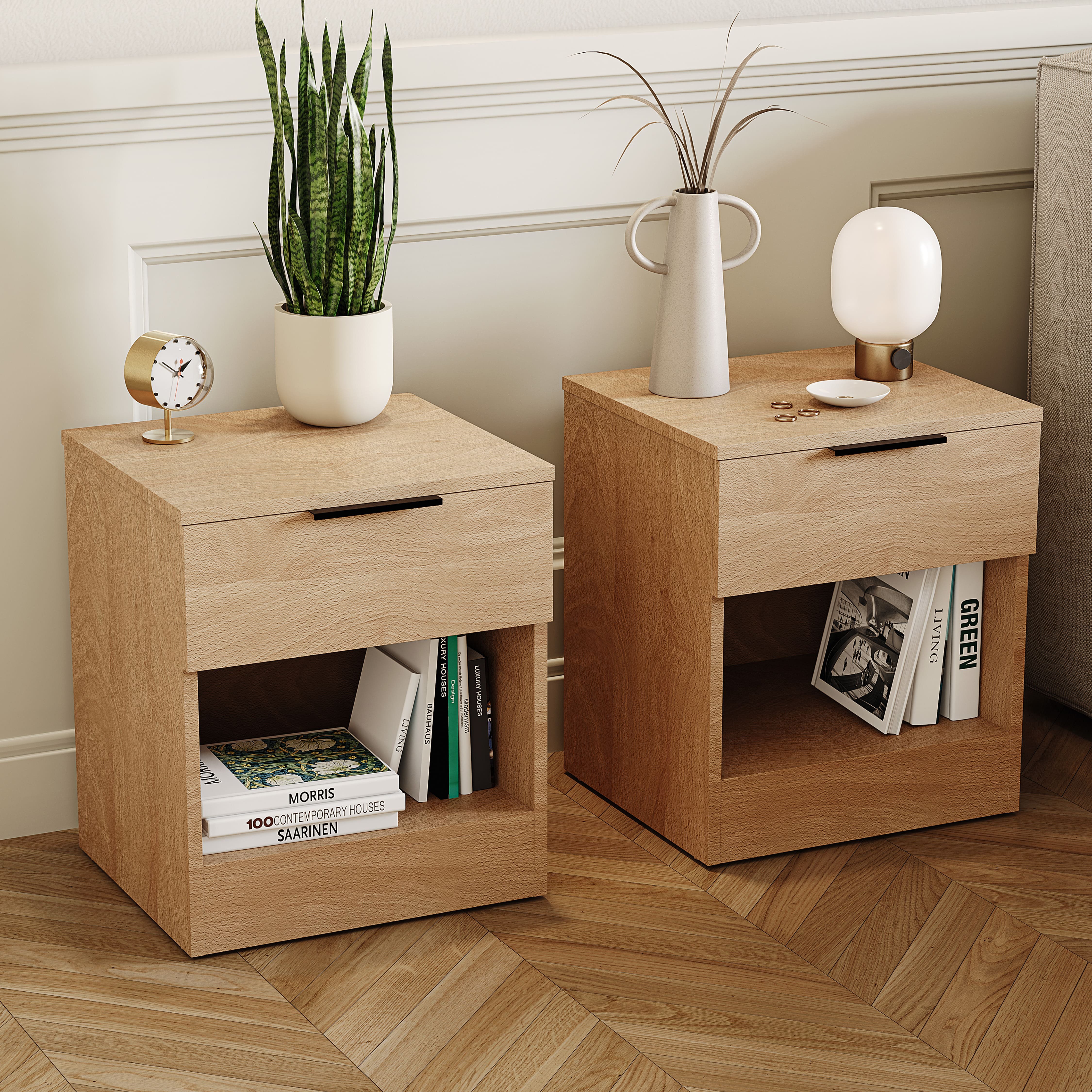 Vida Designs Trega 1 Drawer Set Of 2 Bedside Chest - Pine