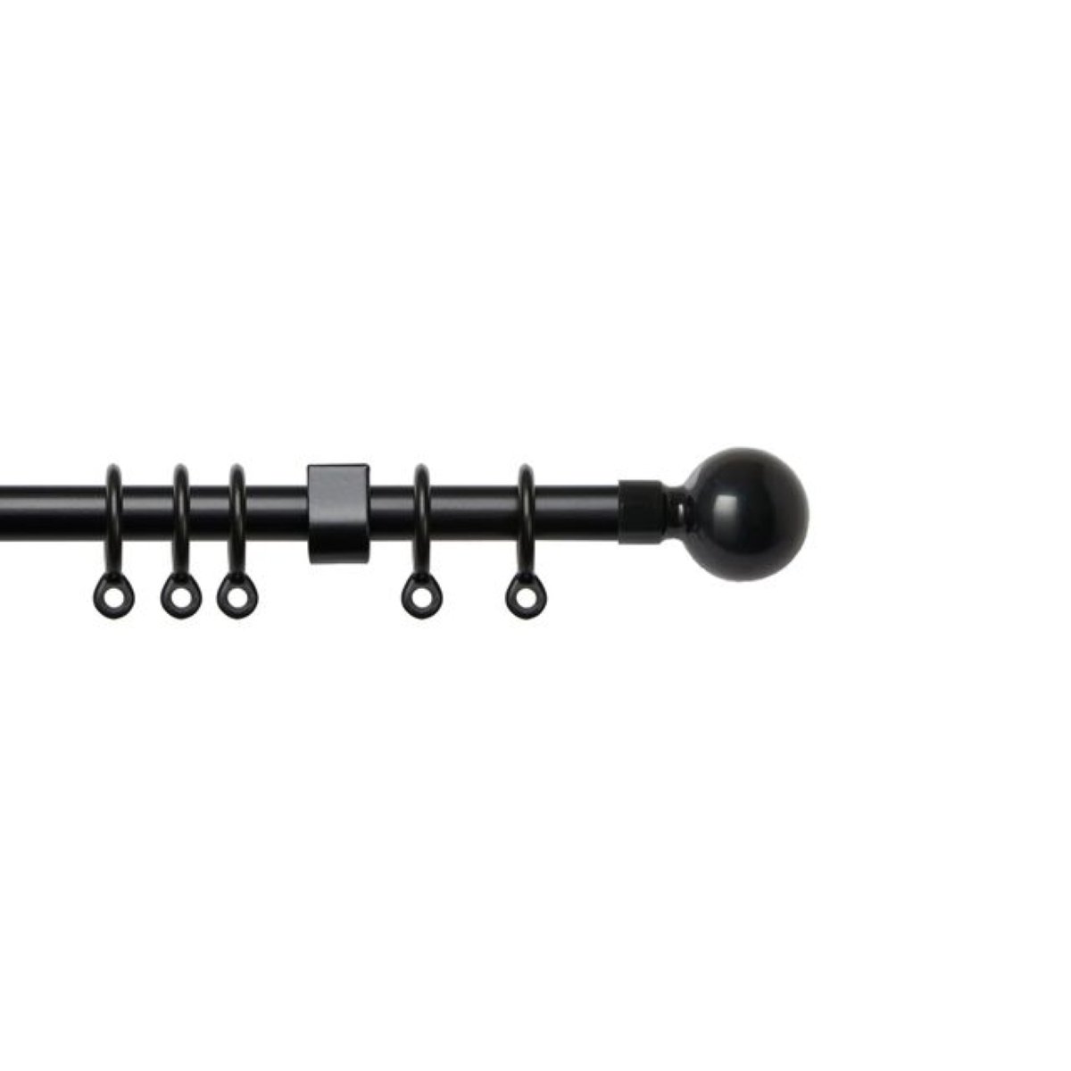 New Edge Blinds 13-16mm Black Extendable Ball Curtain Pole - 120cm - 210cm