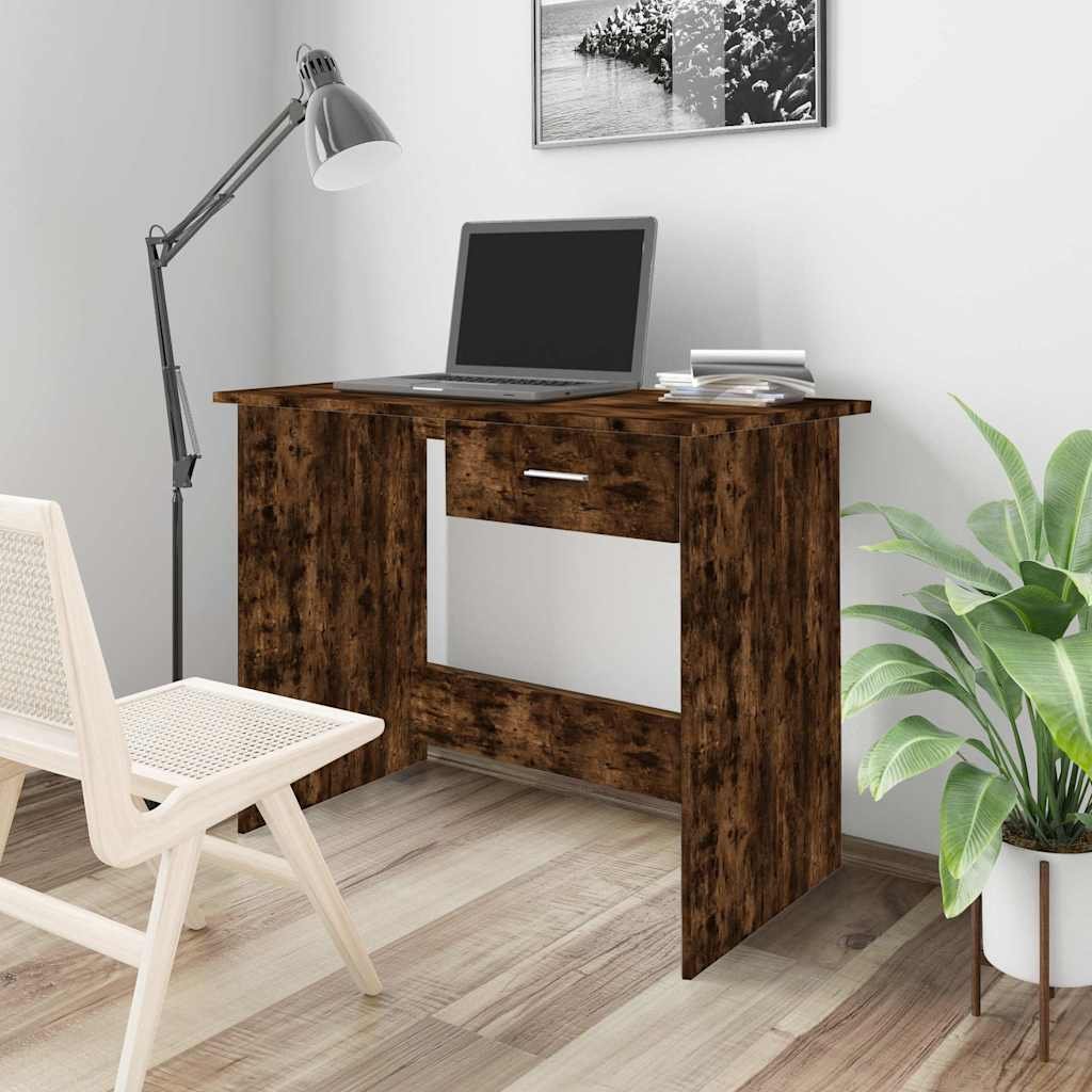 Walplus Engineered Wood Desk - Dark Oak - 100 x 50 x 76 cm