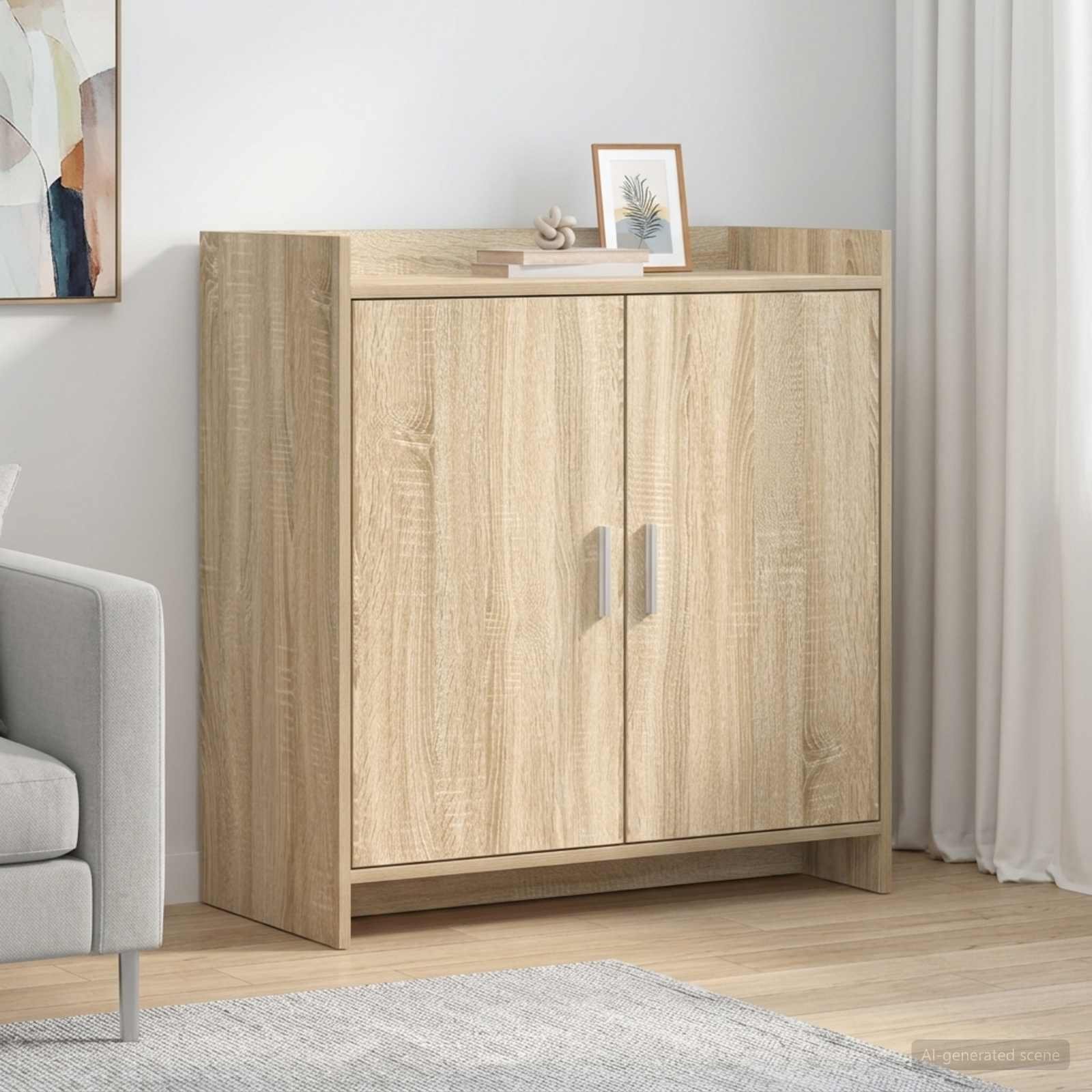 Walplus 2 Door Rectangular Sideboard - Sonoma Oak - 72 x 36 x 80 cm