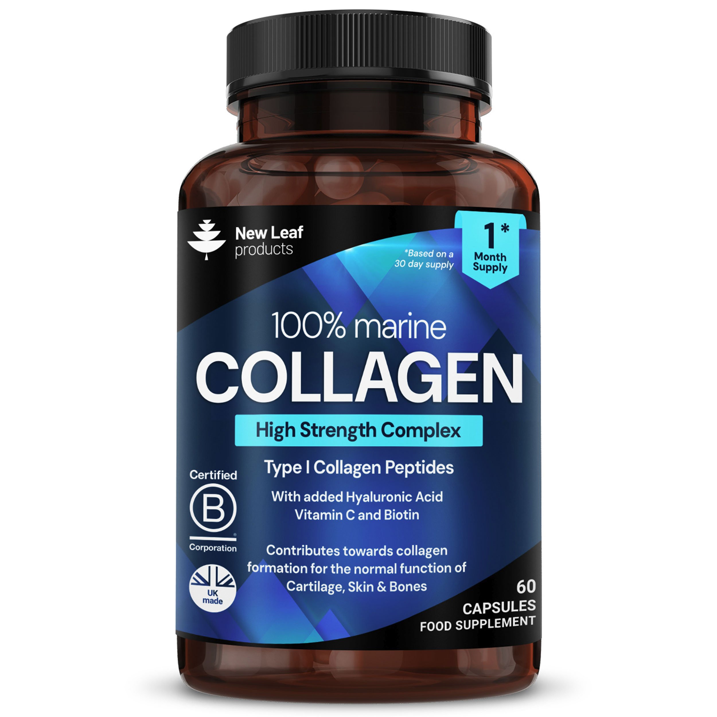 New Leaf Hydrolysed Marine Collagen Type 1 1060mg - 60 Capsules