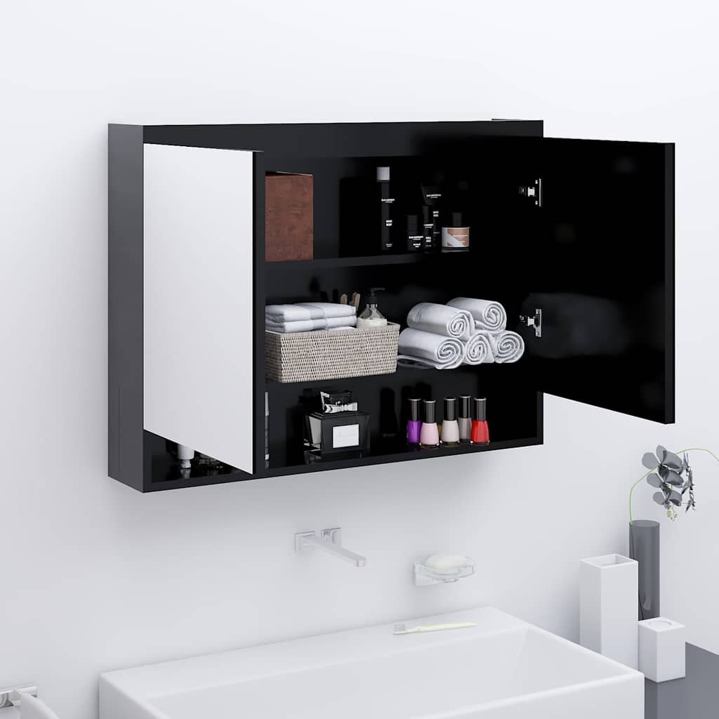 Walplus MDF Mirror Cabinet - Anthracite - 80 x 15 x 60 cm