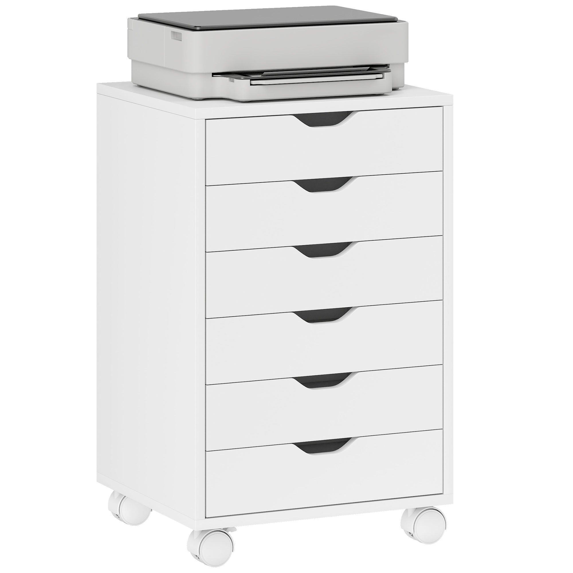 HOMCOM 6 Drawer Under Desk Vertical File Cabinet - White