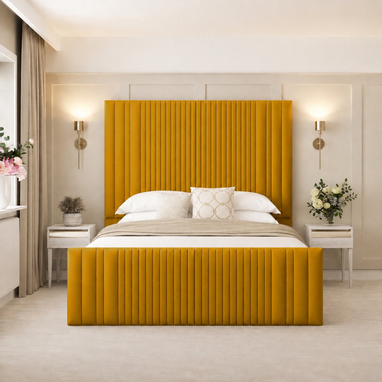 Bed Choices Aspire Super King Bed Frame With Mattress & 70" Headboard Mustard