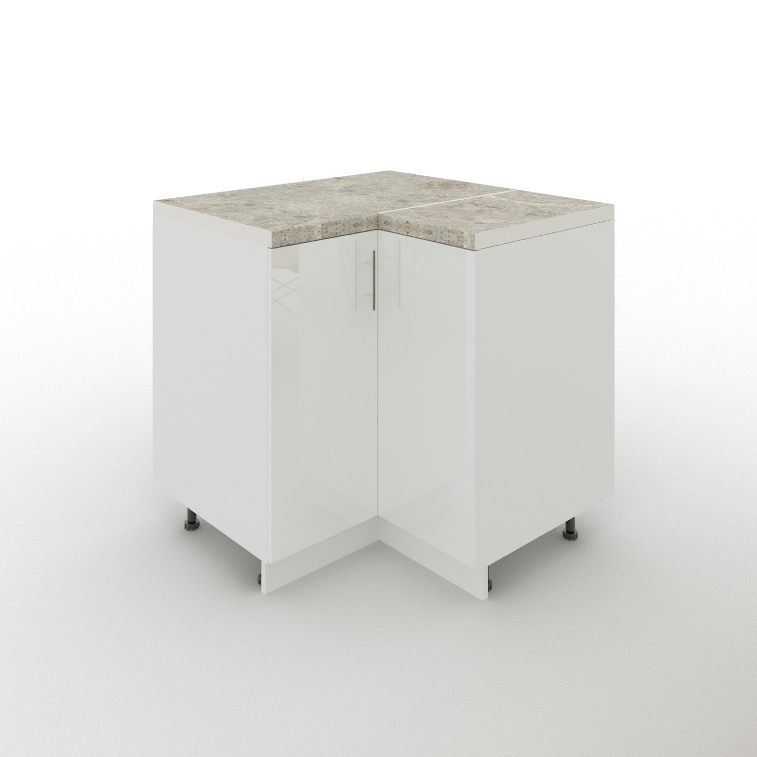 JD Greta 900mm Adjustable Base Corner Cabinet 2 Doors & Worktop - White Gloss