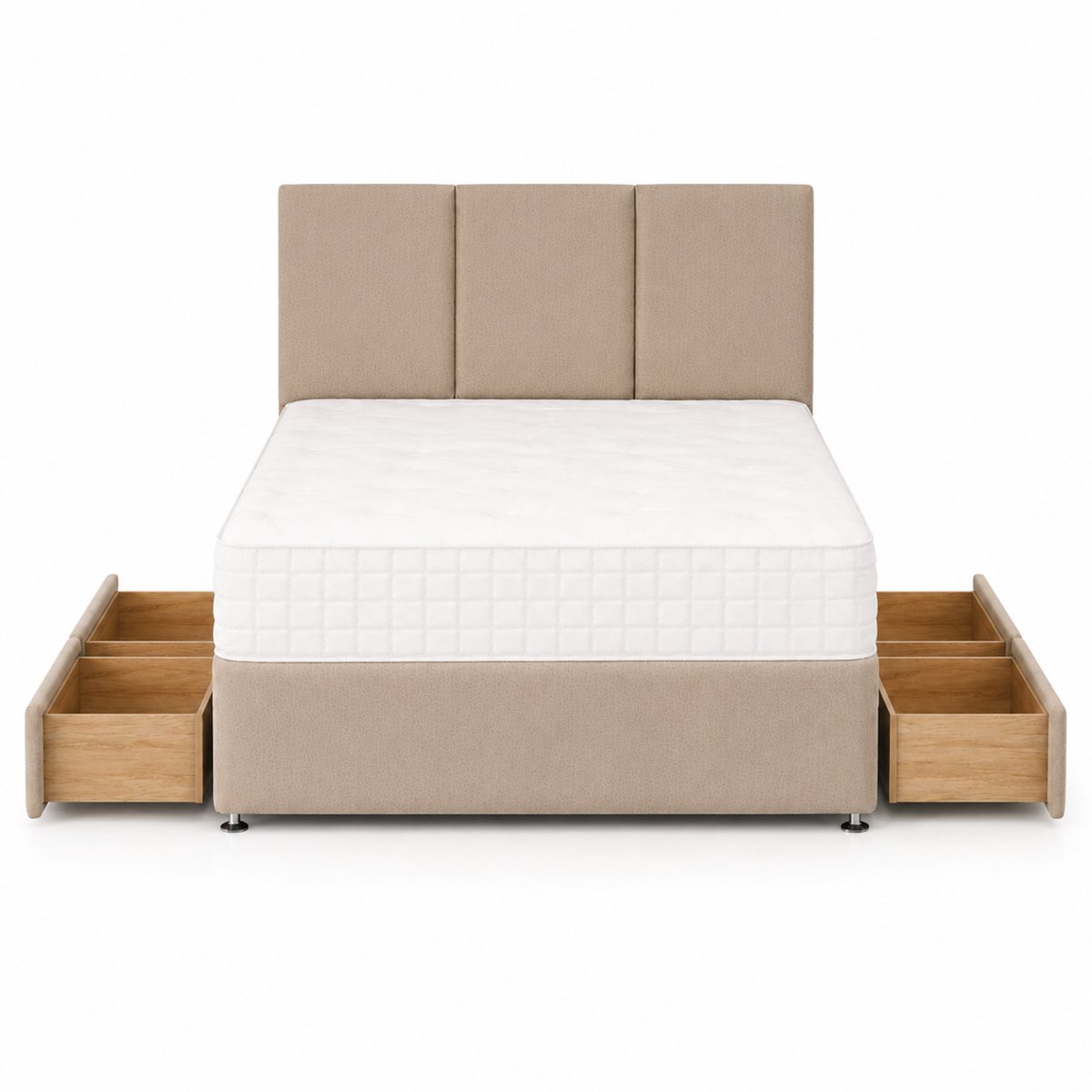 Comfy Deluxe 4ft Small Double  4 Drawer Plush Velvet Divan Bed Set -  Coffee