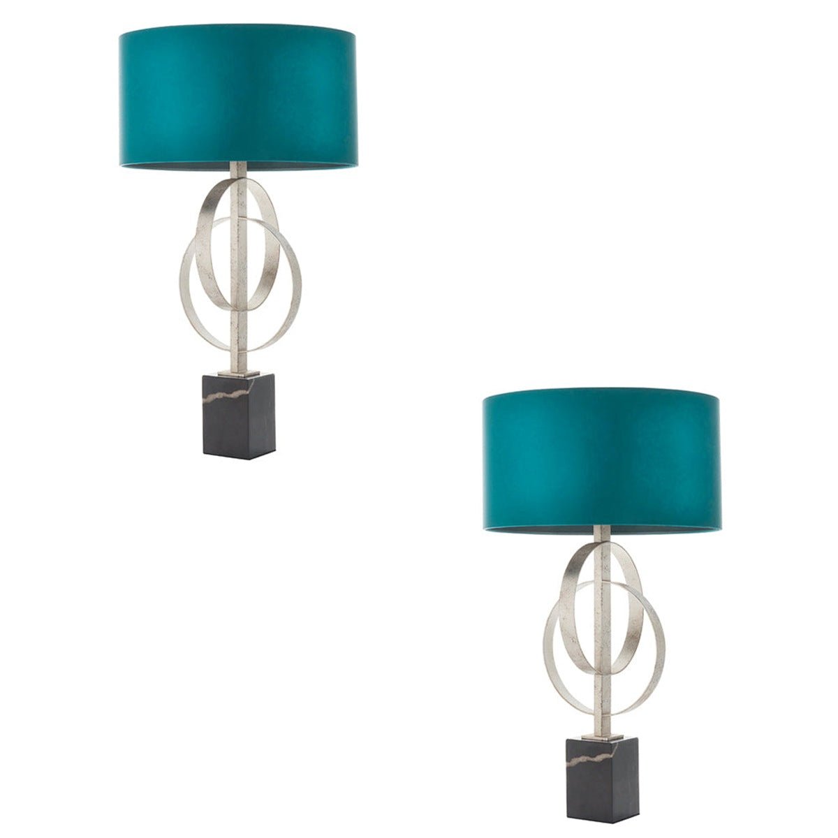 Loops Direct Pack of 2 Steel and Marble Table Lamp - Teal