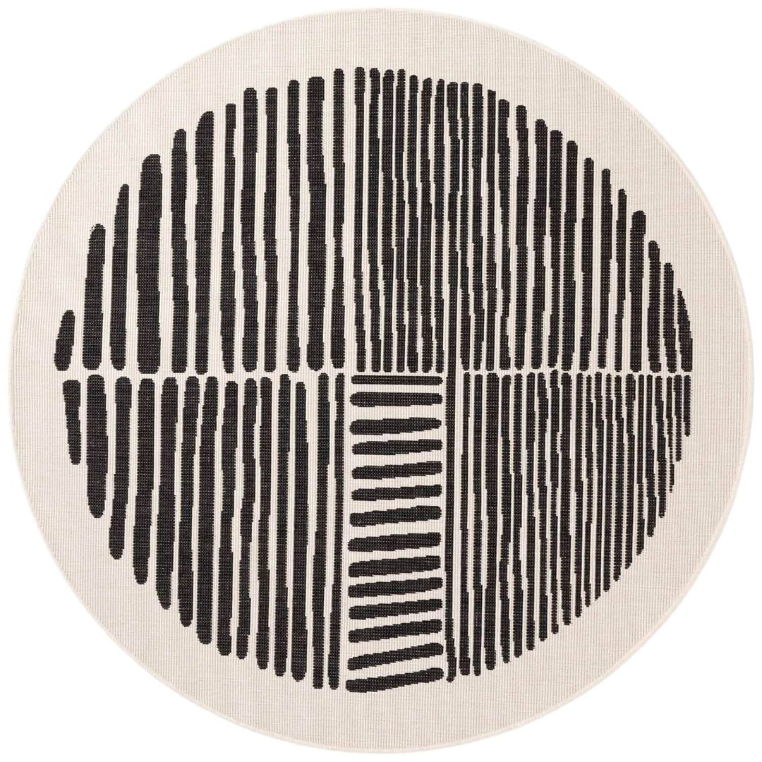 Ted Baker Black and White Bounds  Outdoor Round  Reversible  Round Rug - 160cm