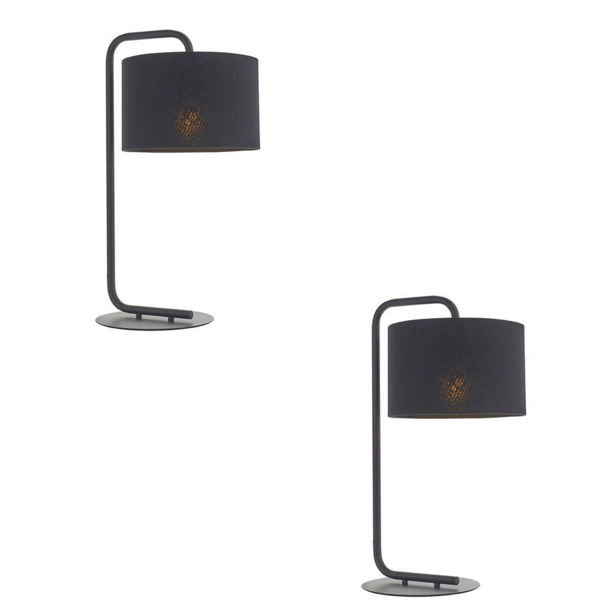 Loops Direct Pack of 2 Steel and Fabric Table Lamp - Satin Black
