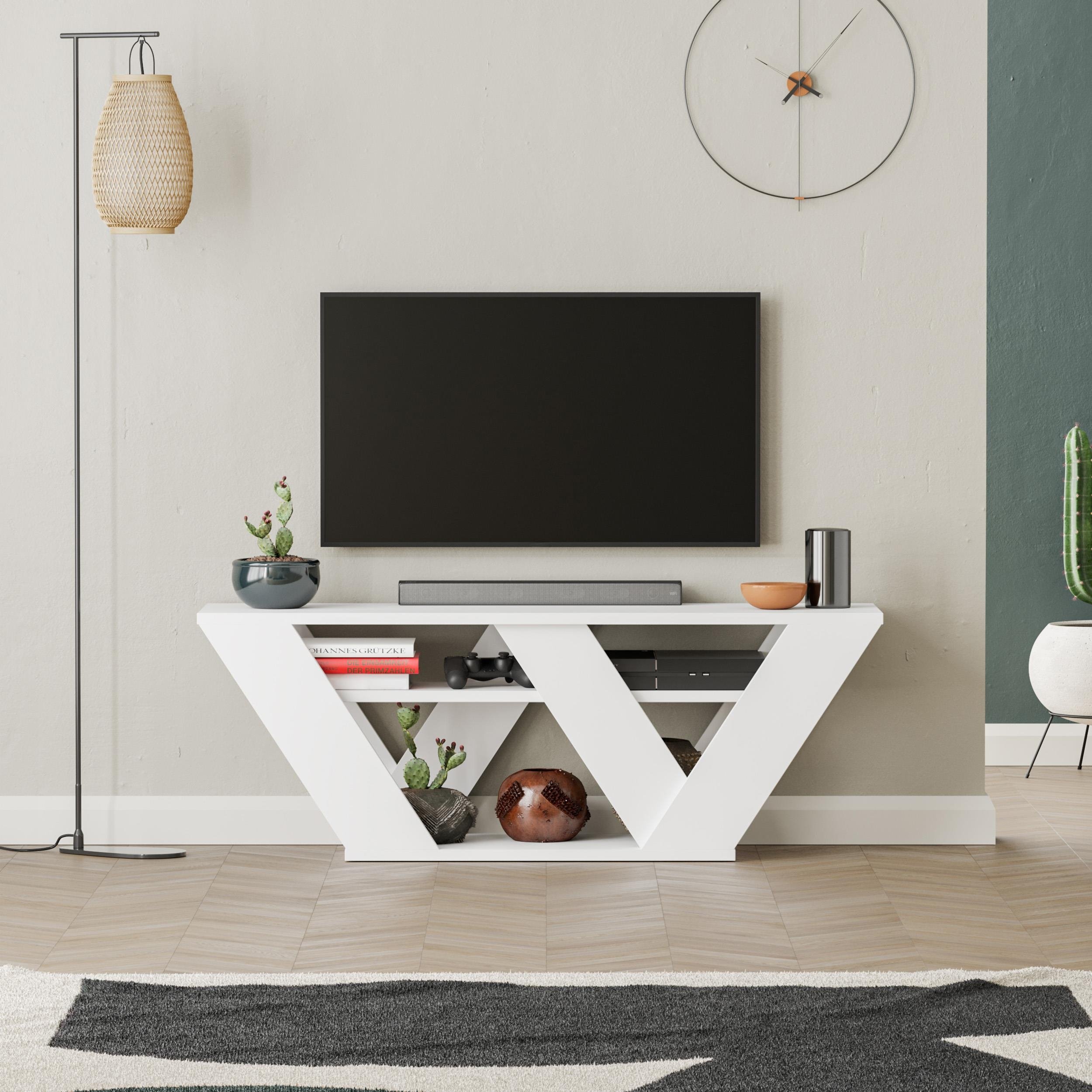 Decortie Pipralla Particleboard TV Stand - White