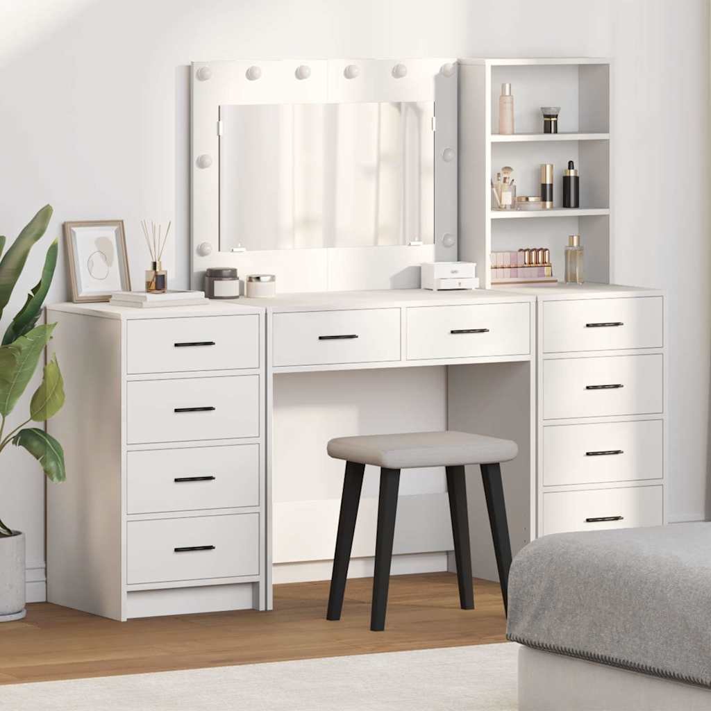 Walplus Pack of 3 Engineered Wood Dressing Table - White - 78.5 x 41 x 135 cm