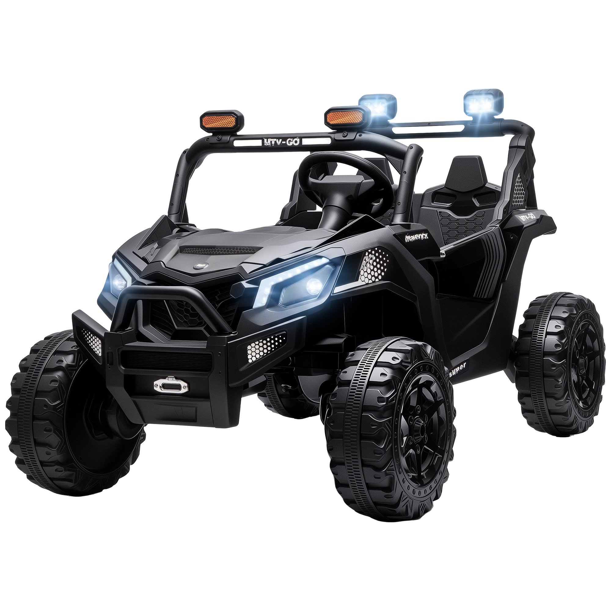 AIYAPLAY 24V 2-Seater Remote Control Ages 3-8 Electric Ride On Car – Black