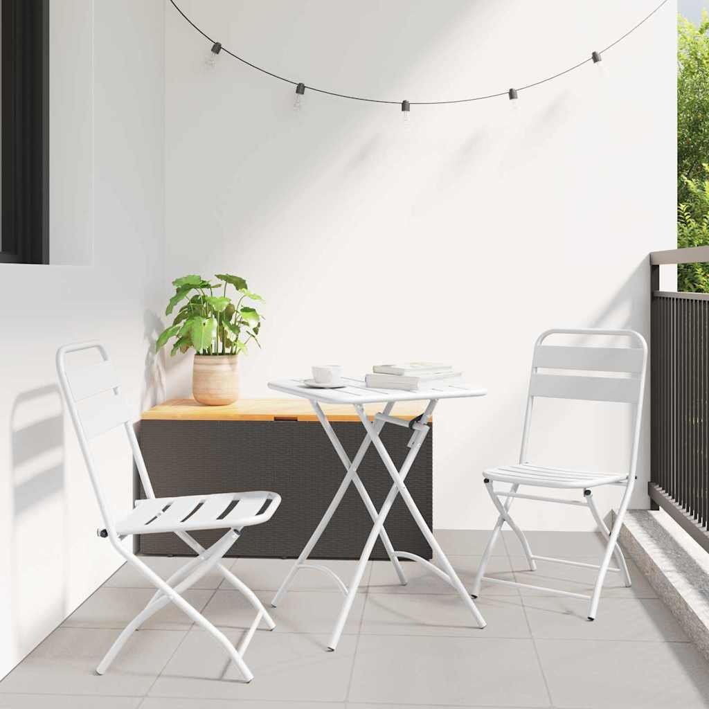Walplus 3 Piece Steel Folding Bistro Set - White - 55 x 55 x 72.5 cm