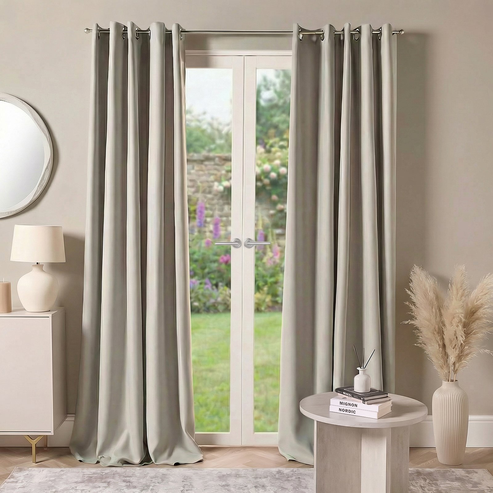 OHS Essentials Plain Eyelet Blackout Curtains 168 x 229cm - Silver