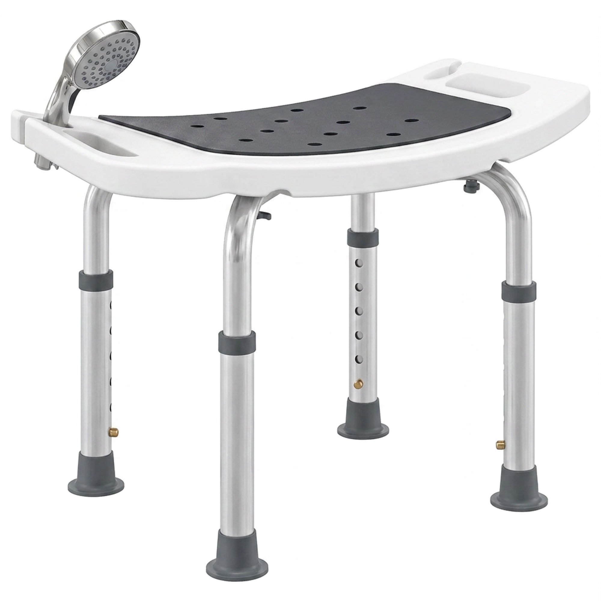 HOMCOM Aluminium Shower Chair with Adjustable Height and Non-Slip Feet - Grey